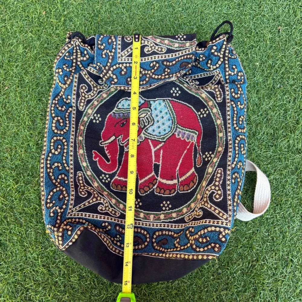 Boho‎ Elephant Indian Tapestry Backpack Woven Drawstring Bag